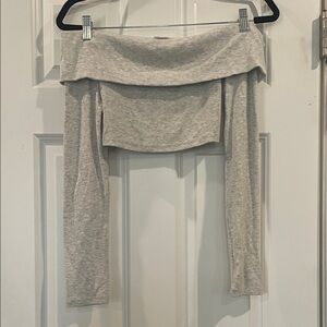 Garage Gray Off-Shoulder long sleeve Crop Top